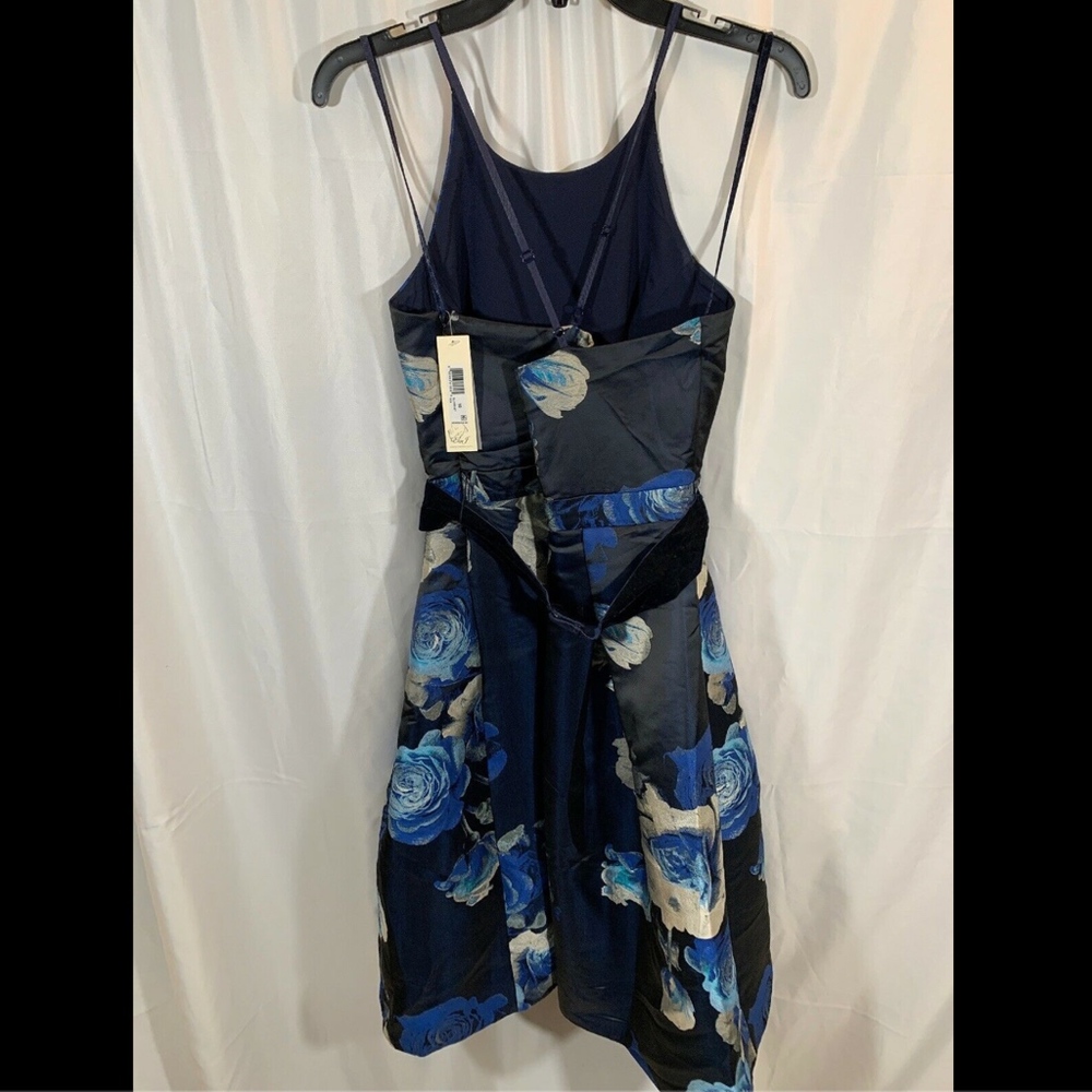 NWT $208 Eliza J Floral Jacquard Fit‎ & Flare Dress in Blues [SZ 10 ] - Picture 6 of 8